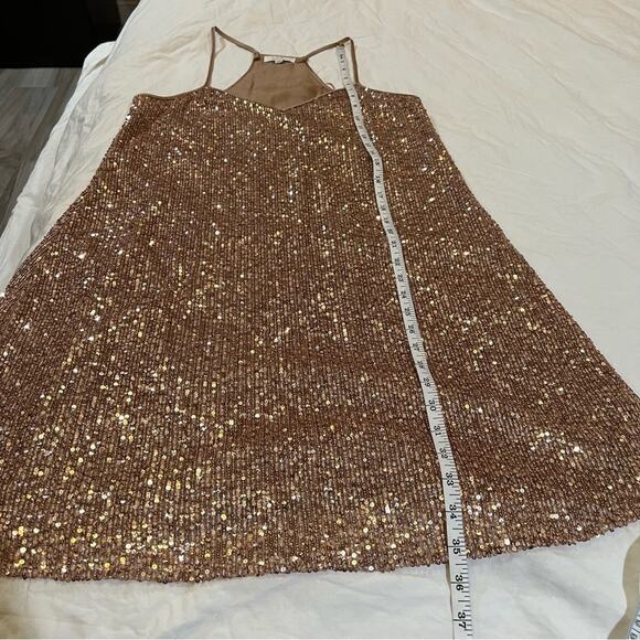 Jade by Johnny Was Adnaro Mini Rose Gold Sequin Swing dress size XS - Picture 9 of 10